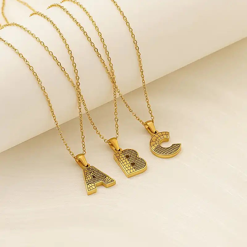 18K Gold PVD Stainless Steel Letter Initial Pendant Necklace / 25005005