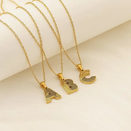 18K Gold PVD Stainless Steel Letter Initial Pendant Necklace / 25005005