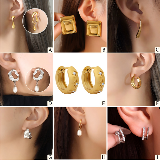 18K Gold PVD Stainless Steel Minimalist Earrings / 25103005