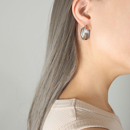 18K Gold PVD Stainless Steel Minimalist Earrings / 25103005