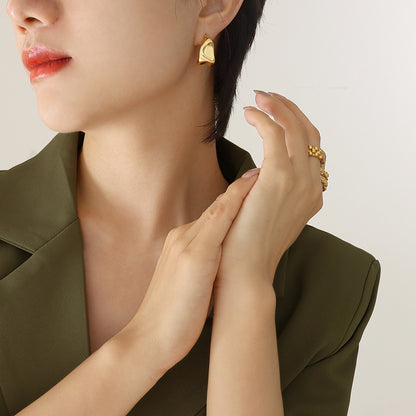 18K Gold PVD Stainless Steel Minimalist Earrings / 25103005