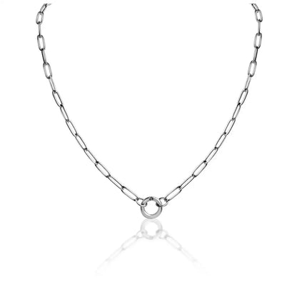 18K Gold PVD Stainless Steel Paperclip Charm Keeper Necklace / 25004037