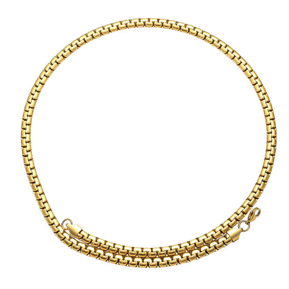 18K Gold PVD Stainless Steel Round Box Chain Necklace （ Pk of 10 ) / KJ0224