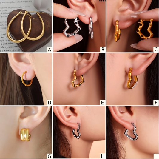 18K Gold PVD Stainless Steel Trendy Earrings / 25103004