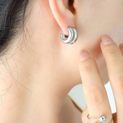 18K Gold PVD Stainless Steel Trendy Earrings / 25103004