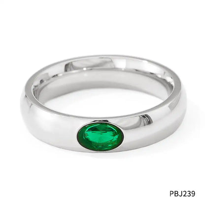 18K Gold PVD Vintage Titanium steel  Zircon Inlay ring / 25204013