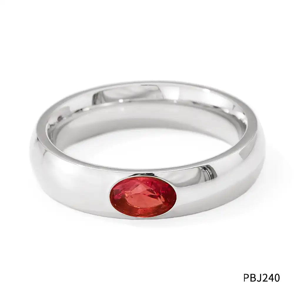 18K Gold PVD Vintage Titanium steel  Zircon Inlay ring / 25204013