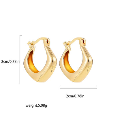 18K Gold Plated Copper Polygon Vintage Hoop Earring / KE2024