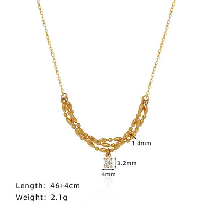 18K Gold Plating Stainless Steel Zircon Style Winding Pendant Necklace