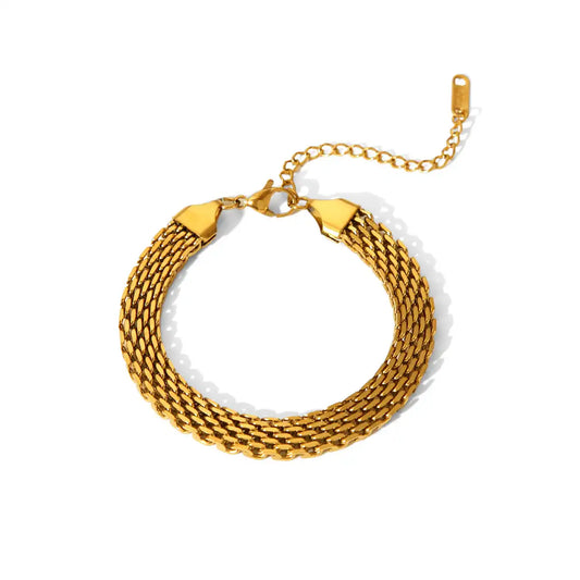 18K Gold PVD Stainless Steel Stacking Chain Bracelet / KB0021