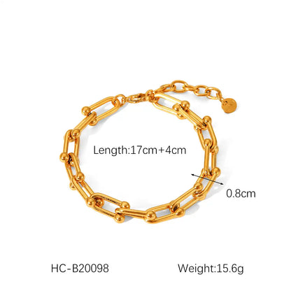 18K Gold PVD Stainless Steel Chain Bracelet / KB0027