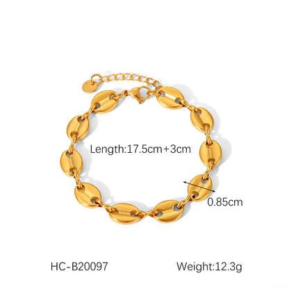 18K Gold PVD Stainless Steel Chain Bracelet / KB0026
