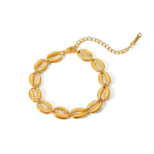 18K Gold PVD Stainless Steel Shell Chain Bracelet / KB0020