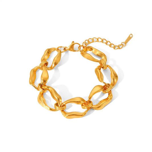 18K Gold PVD Stainless Steel Polygon Chain Bracelet / KB0023