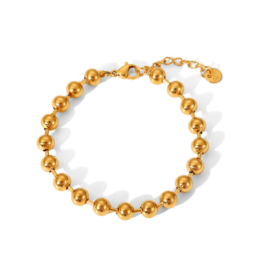 18K Gold PVD Stainless Steel Beaded Bracelet / KB3016
