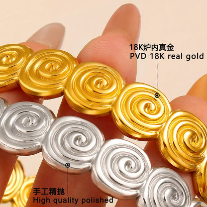 18K Gold PVD titanium steel Fluted round cut bracelet / 25303087