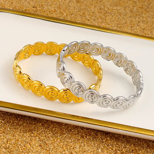 18K Gold PVD titanium steel Fluted round cut bracelet / 25303087