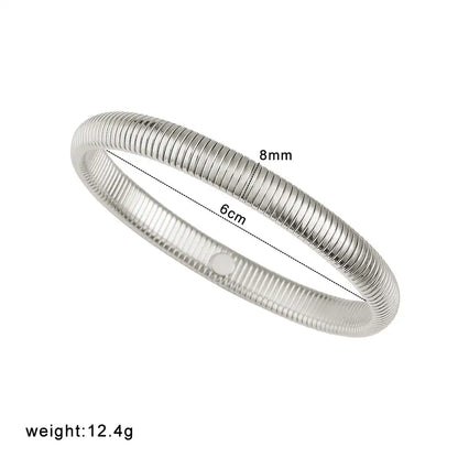 18K Gold PVD titanium steel Minimalist elastic stripe bracelet / 25303084