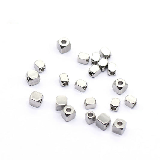 Stainless Steel Chamfer Cube Beads Spacer Beads (pack of 40)