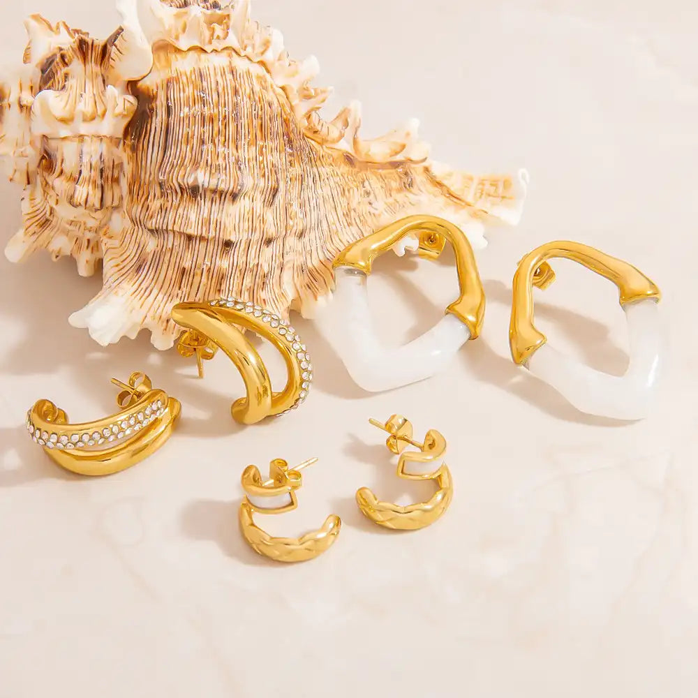 1 Pair Stainless steel Vintage irregular double-layer texture Rhinestone Inlay earrings / 25104022