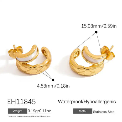 1 Pair Stainless steel Vintage irregular double-layer texture Rhinestone Inlay earrings / 25104022