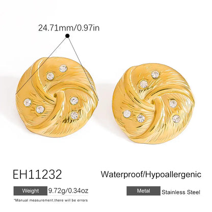 1 Pair Stainless steel retro geometric irregular curved hook earrings / 25104026