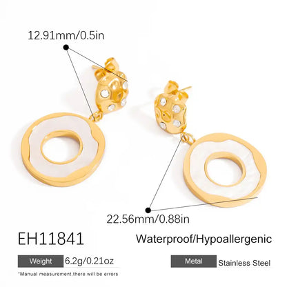 1 Pair Stainless steel water drop glass pendant earrings / 25104021