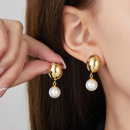 1 Pair 18K Gold PVD Summer beach vacation style starfish pearl Drop earrings / 25104005