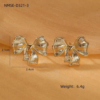 1 Pair 18K Gold PVD stainless steel bow design titanium steel earrings / 25104011