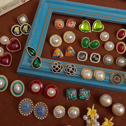 1 Pair Sterling Silver Exaggerated Vintage Stud Earrings Wholesale / KE3062