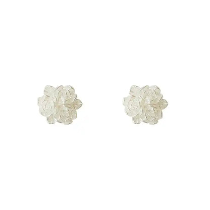 1 Pair Sterling Silver White Flower Stud Earring / KE3064