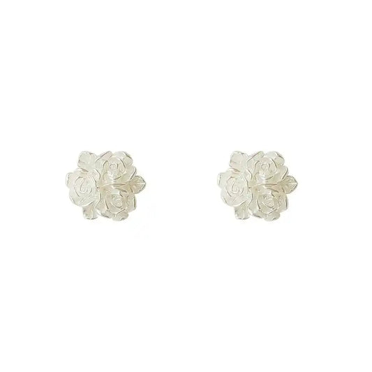 1 Pair Sterling Silver White Flower Stud Earring / KE3064