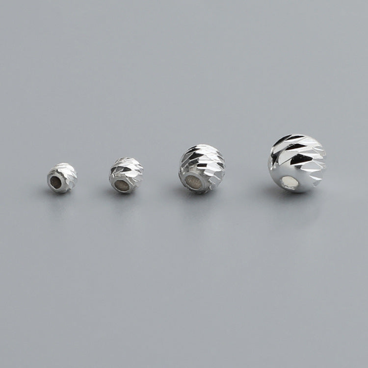 2.5-5mm Beveled Round, Sterling Silver Beads, pk of 10