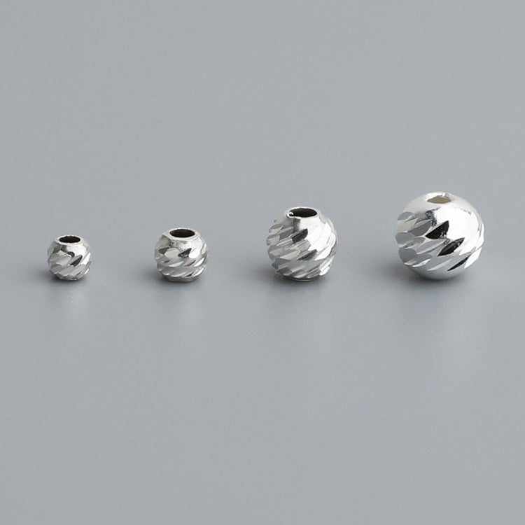 2.5-5mm Beveled Round, Sterling Silver Beads, pk of 10