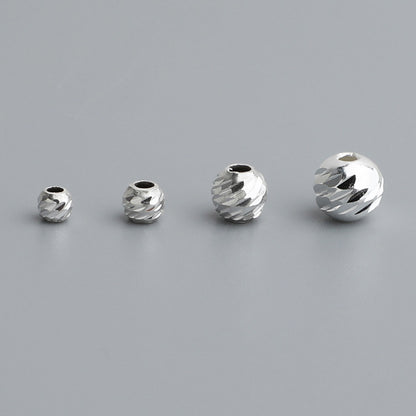 2.5-5mm Beveled Round, Sterling Silver Beads, pk of 10