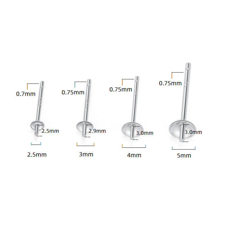 2.5-6mm Sterling Silver Earring Post ( pk of 10 pairs )