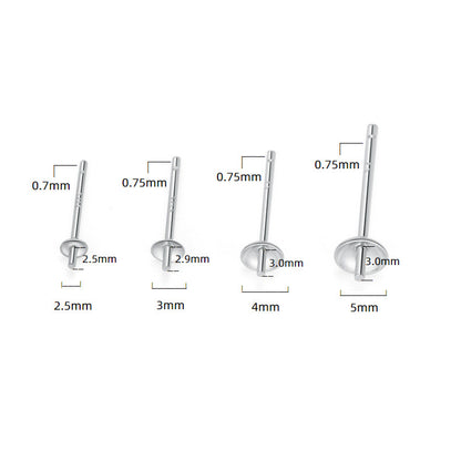 2.5-6mm Sterling Silver Earring Post ( pk of 10 pairs )