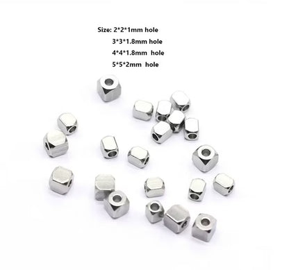 Stainless Steel Chamfer Cube Beads Spacer Beads (pack of 40)