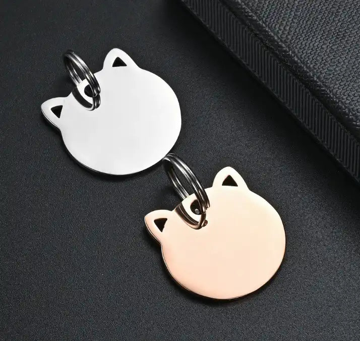 28*28mm Stainless Steel Engravable Hollow Cat Tags ( pk of 10 ) / KT0036
