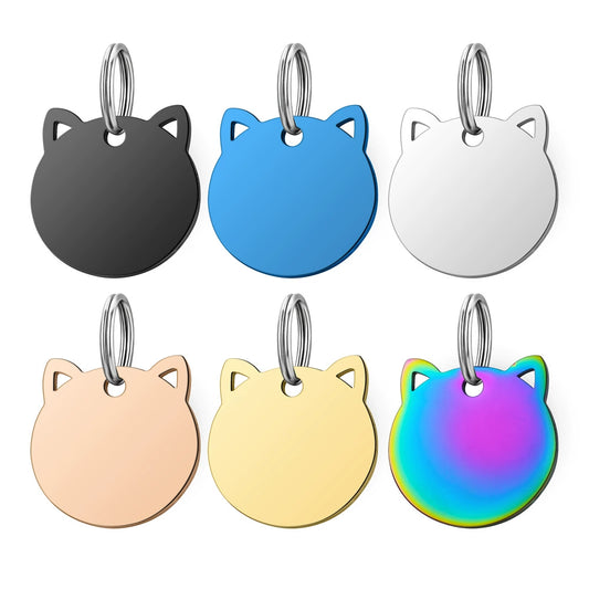 28*28mm Stainless Steel Engravable Hollow Cat Tags ( pk of 10 ) / KT0036