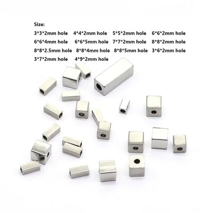 3-8mm Stainless Steel Cube Beads Spacer Beads (pack of 40)