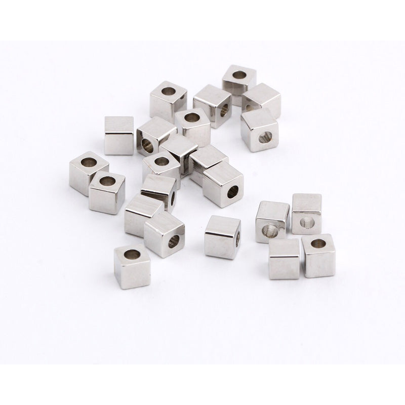 3-8mm Stainless Steel Cube Beads Spacer Beads (pack of 40)