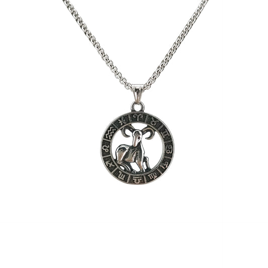 60cm Stainless Steel Vintage Aries Zodiac Necklace / KJ0209