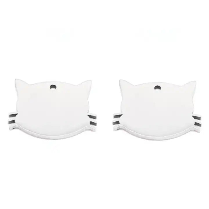 34*25mm Stainless Steel Engravable Hollow Cat Tags ( pk of 10 ) / KT0037