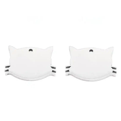 34*25mm Stainless Steel Engravable Hollow Cat Tags ( pk of 10 ) / KT0037