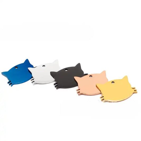34*25mm Stainless Steel Engravable Hollow Cat Tags ( pk of 10 ) / KT0037