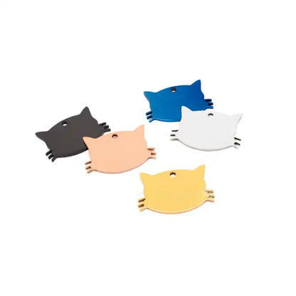 34*25mm Stainless Steel Engravable Hollow Cat Tags ( pk of 10 ) / KT0037