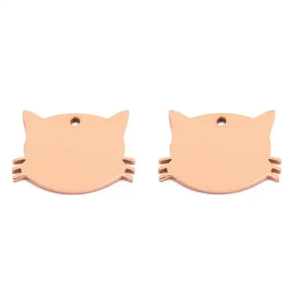 34*25mm Stainless Steel Engravable Hollow Cat Tags ( pk of 10 ) / KT0037