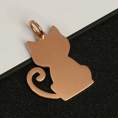 35*28mm Stainless Steel Engravable Hollow Cat Tags ( pk of 10 ) / KT0038