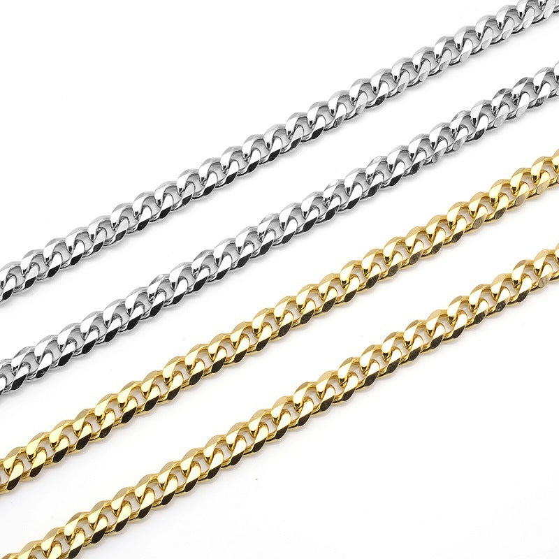 3mm Width Stainless Steel Polished Cuban Chain Necklace ( Pk of 10 ) / KJ0218